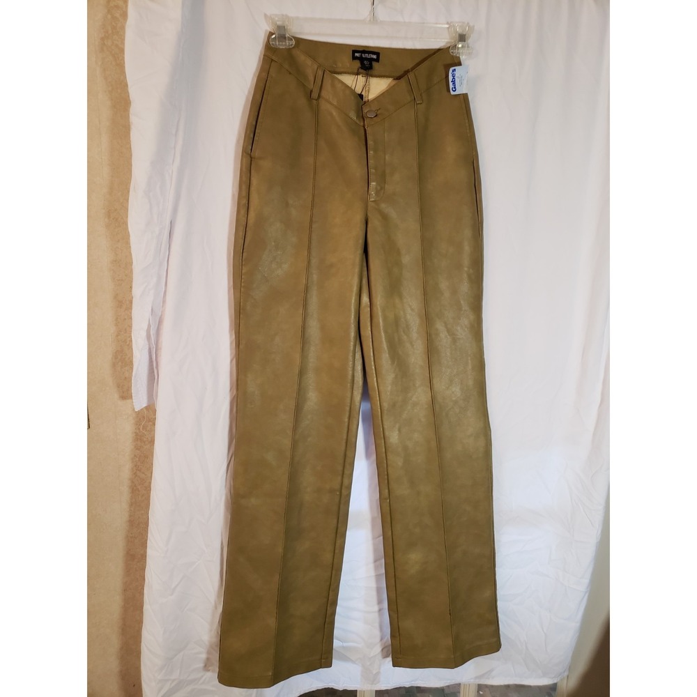 Women's Pretty Little Thing Light Brown V Waist Faux Leather Pants Size 4